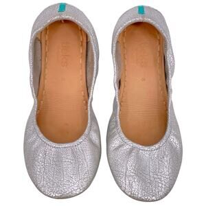 Tieks Silver Screen Metallic Leather Flats Shiny Folding Party Shoes Size 8